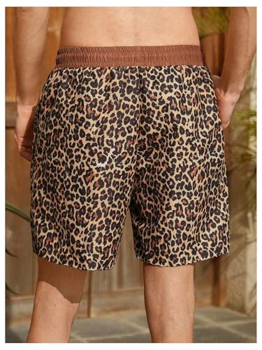 Men's Leopard Swim Trunks Hawaiian Beach Shorts Cheetah Swimsuit Drawstring Waist Bathing Suit Board Shorts2