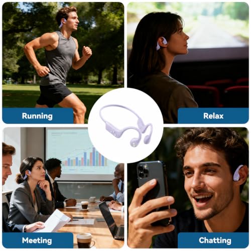 Image of Fanisic Bone Conduction Headphones, Bluetooth 6.0 Open Ear Headphones with Mic, Type-C Quick Charge, Long Battery Life, IPX5 Sweatproof, Lightweight Comfortable for Gym, Sports, and Driving(Purple)