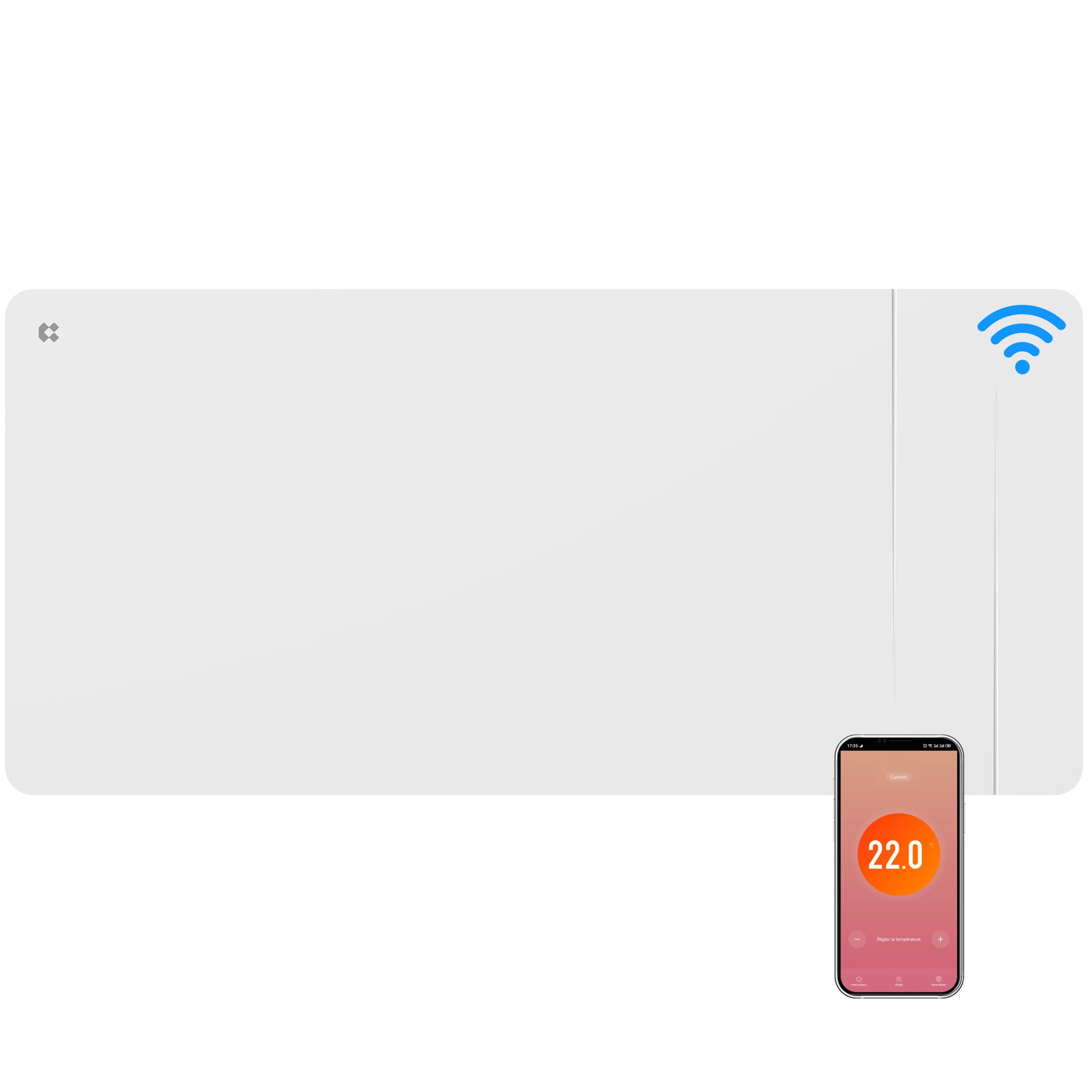 CIARRA CBHTD20A-W Radiador Inercia Cerámica 2000W -WiFi -Película Calefactora - Calefacción Ultrarrápida para Grandes Espacios (15-30 m²)