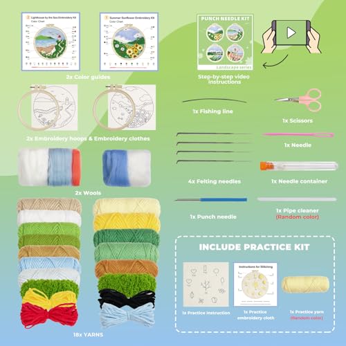 Image of Gipony Embroidery kit for Beginners,Punch Needle Kits Adults Beginner,Punch Needle kit for Beginners, Includes All Tools and Materials,Easy to Follow Instructions and Videos(Scenery)