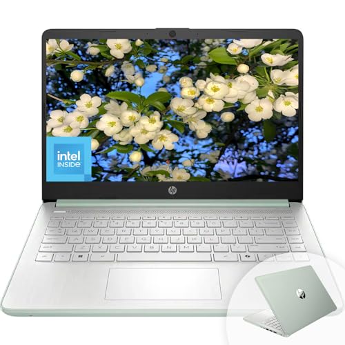 HP 14' HD Student Business Laptop, Intel Quad-Core N150, 8GB RAM, 128GB UFS, 1 Year Office 365, Webcam, HDMI, Bluetooth, WiFi, Win 11 Pro, Slim Design, Willow Green