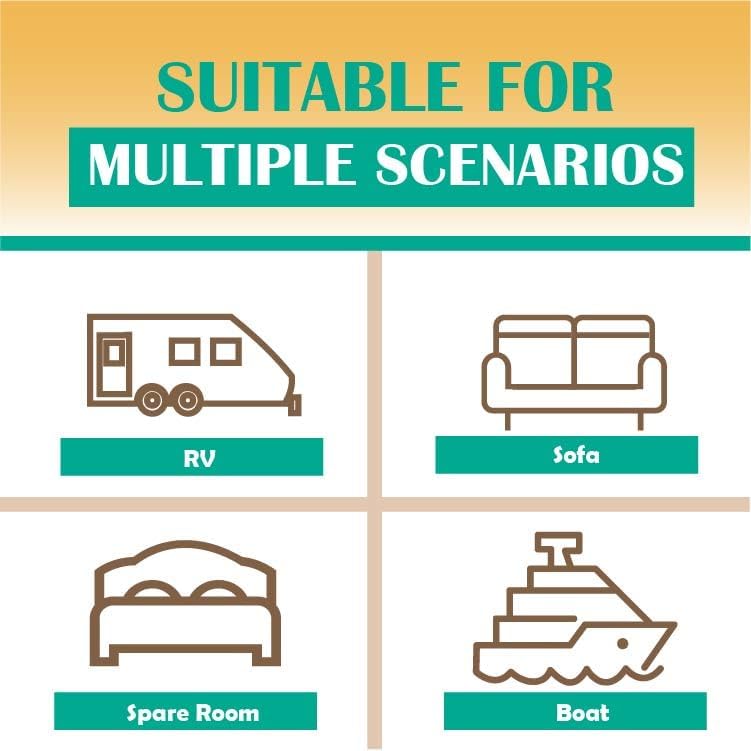 Miniatura 6 de Repuesto de colchón de espuma viscoelástica de 4.5 pulgadas con tela sin fibra de vidrio y funda lavable para sofá cama y sofá cama, tamaño