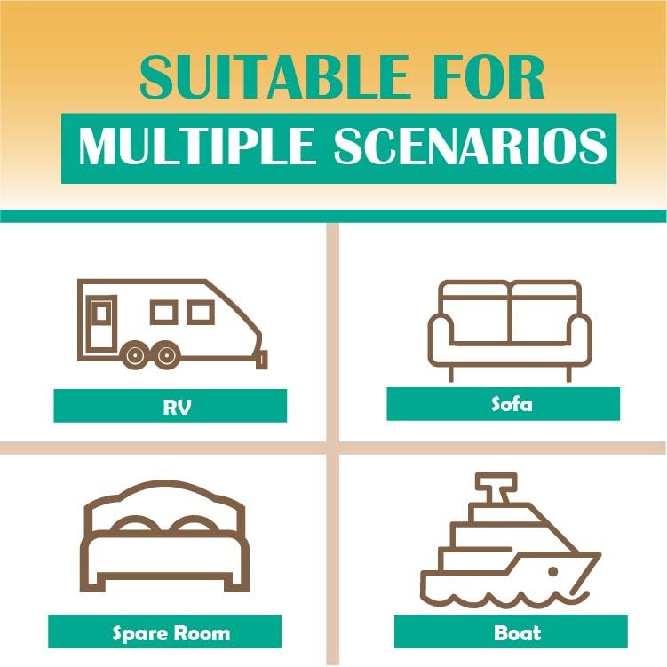 Dyonery 4.5 Inch Memory Foam Sofa Bed Mattress Replacement - Fiberglass-Free, Washable Cover for Sleeper and Couch Beds, Queen Size, White (Sofa Not Included)