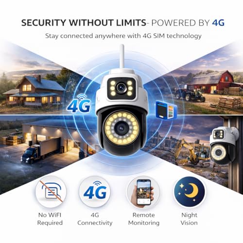 Image of JK Vision Wireless Outdoor Mini PTZ 4G 5mp Smart Security Camera, Dual Lens IP Camera with Color Night Vision, Motion Detection, Two-Way Audio, Waterproof CCTV Camera with App Remote Viewing.