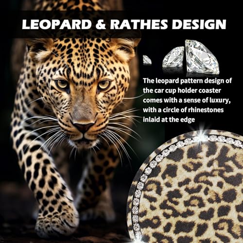 2 PCS Portavasos para Autos con Estampado Leopardo y Piedras miniatura 4