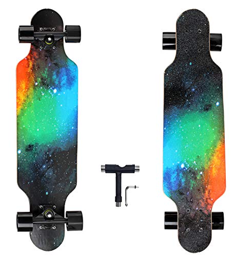 Asktom 31" Longboard 7 Layers 31"X8" Skateboard Pro Complete 7Ply Maple Complete Cruiser For Cruising, Carving, Free-Style And Downhill With T-Tool #TOP7
