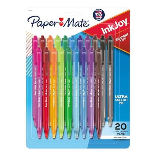 Paper Mate InkJoy 100RT Retractable Ballpoint Pens, Medium Point (1.0mm), Assorted, 20 Count