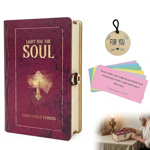Thhiit Wooden Bible Verse Box for Women Men Verses in a Jar 150pcs Scripture Cards