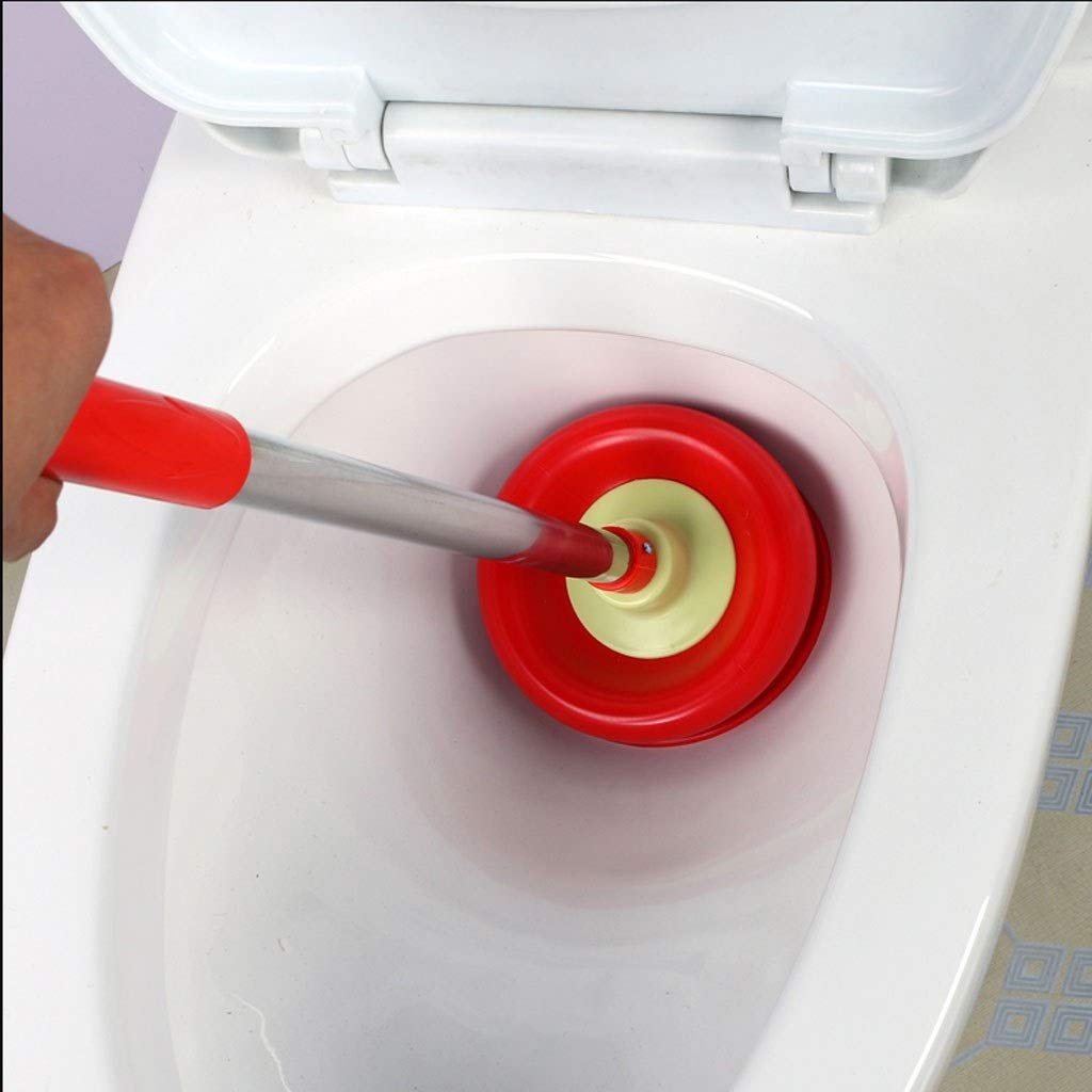 Desatascador Émbolo de Goma para Inodoro de Alta Resistencia con Mango Largo de Acero Inoxidable para asegurar el Inodoro y la alcantarilla bloqueados (54 cm) Desatascador de baño