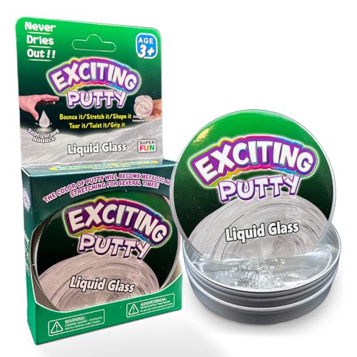 Liquid Glass Putty - 2 x Clear Transparent Squeezable Exciting Putties Non-Toxic Long Lasting Non-Drying Stress Relief Hand Exercise Science Learning & Fun for Kids