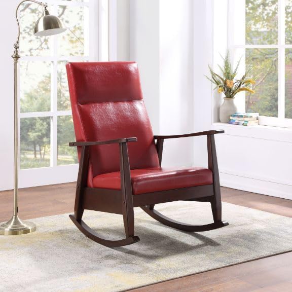 Rhina Red Leather Rocking Chair