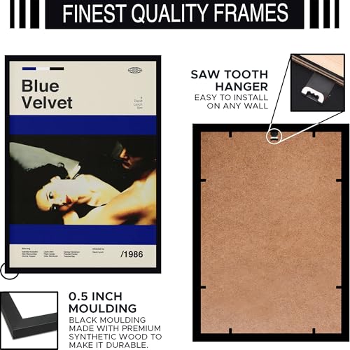 Image of BLINKART Blue Velvet Movie Poster Frame 8x12 Inch | Premium 300 GSM Paper Wall Print | Mid Century Vintage Film Artwork for Home, Bedroom, Living Room, Office | Framed Photo Decor