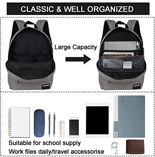 Image of SUPACOOL Casual Laptop Backpack for Men and Women, Backpack for College, USB Charging Port, Lightweight Pack Back(Light grey)