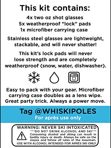 Official Shotski Kit - Instantly Turn Your Everyday Gear Into A Shot Ski! Removable, Shatterproof Stainless Steel Shot Glasses, Installs In Seconds, No Tools Required! Apres Ski Gift (4) #TOP7