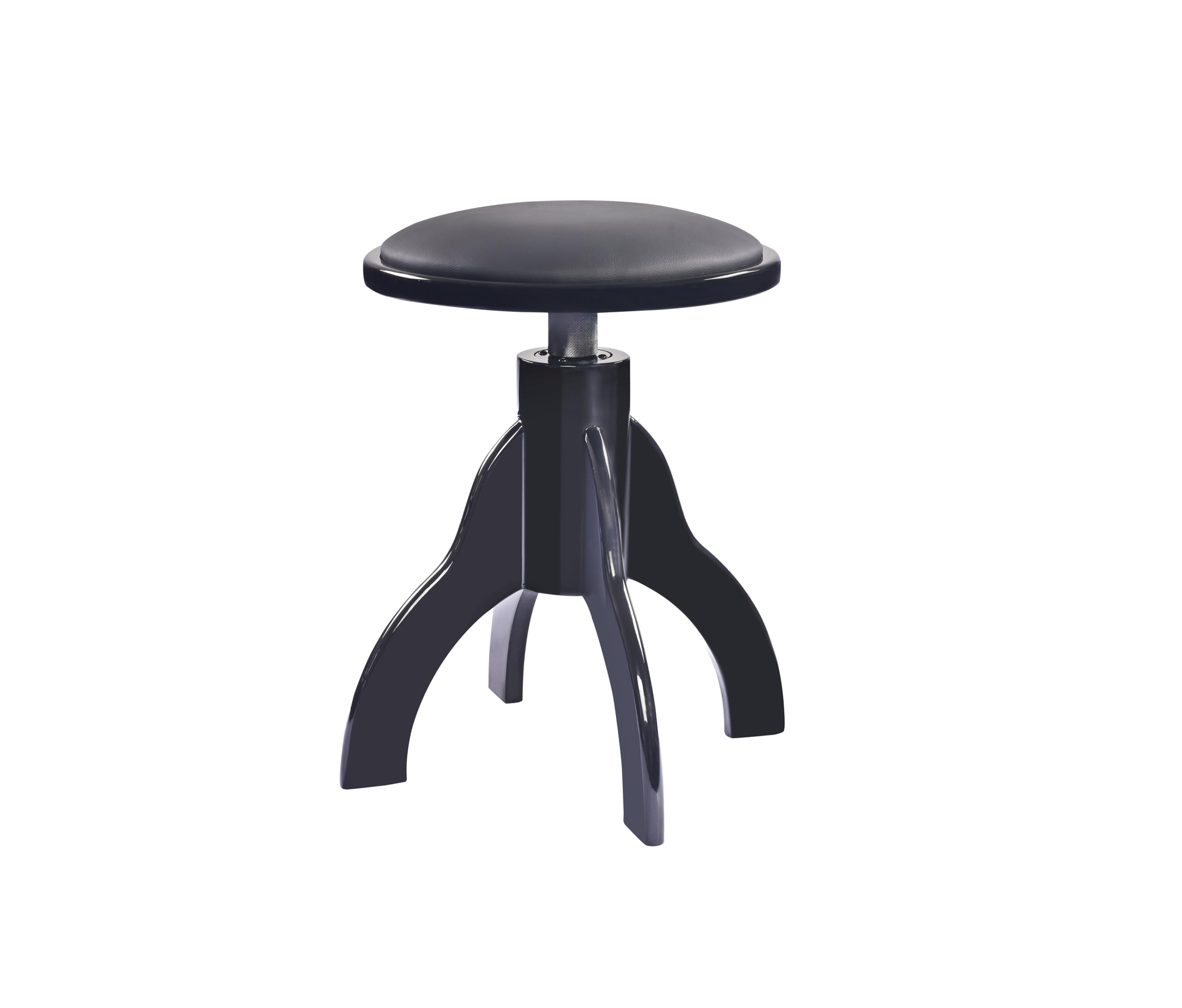 K&M 13851 Pianohocker Schwarz poliert – höhenverstellbarer Klavierhocker mit Kunstleder-Sitz – ergonomischer Polsterhocker für Piano & Keyboard
