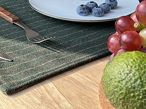 Keydo Heavy Duty Placemats Made From Wool And Cotton For Dining Table Set Of 6, Double Layers Table Mats, 13''X 19'', Heat Resistant Washable (Dark Green) #TOP3
