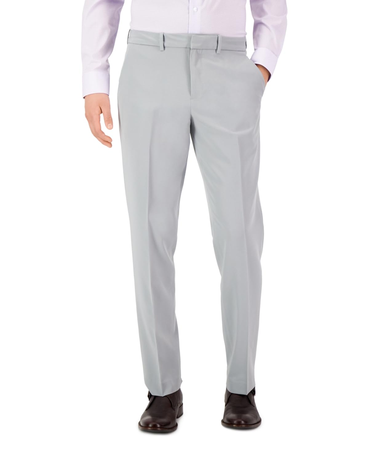 Perry Ellis Mens Modern fit Dress Pants 30 30 Light Grey Solid Stretch