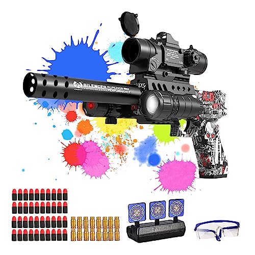 Toy Guns for Boys, Red Graffiti Plastic Toy Pistol Blaster with Accessories, Kids Educational Outdoor Game, Birthday Gift for Children Girls 9+ Years Old