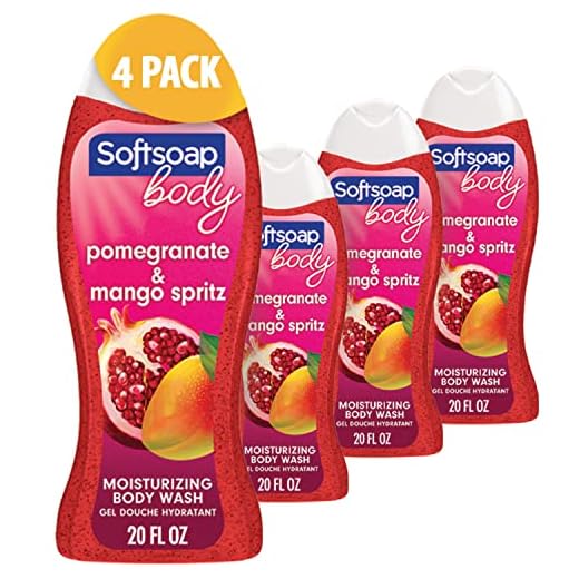 Softsoap Body Wash, Pomegranate & Mango Spritz Body Wash, 20 Fl Oz (Pack of 4)