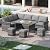 U-MAX 7 Pieces Patio Furniture Set with Waterproof Cover, Outdoor Sectional Sofa Conversation Set, All Weather Wicker Rattan Dining Table & Chair with Ottoman, Grey Rattan&Grey Cushion