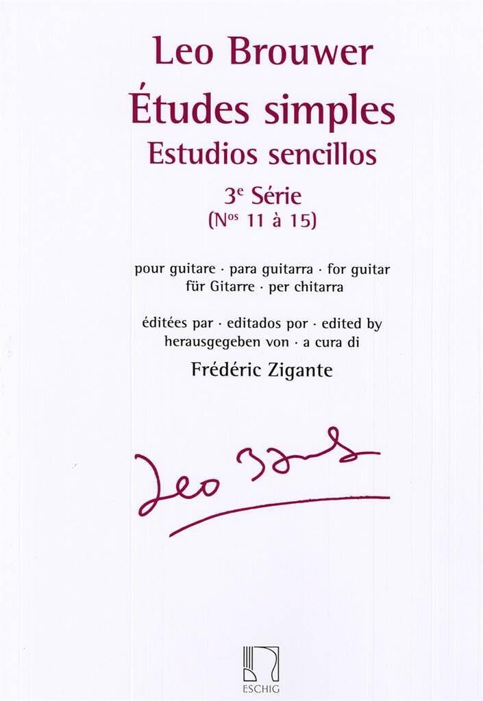 LEO BROUWER : ETUDES SIMPLES - ESTUDIOS SENCILLOS (SERIE 3) NOS. 11-15 - POUR GUITARE Paperback – 1 Jan. 2017