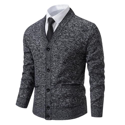 Men's Cardigan Sweaters Long Sleeve V Neck Solid Color Casual Knitted Sweater Tops