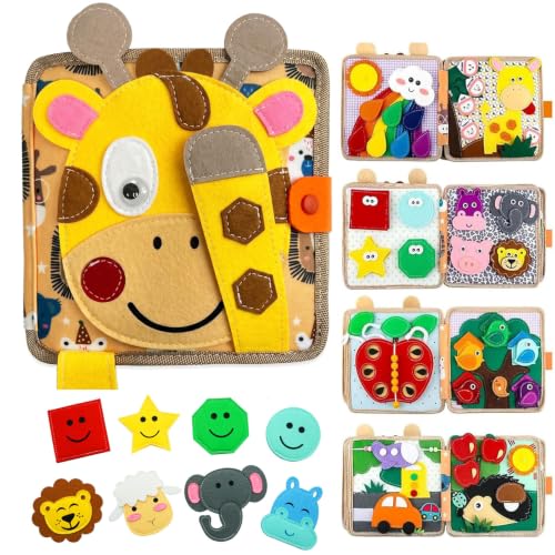 Beauenty Montessori Busy Book for Toddlers 1-3 Sensory Cloth Book for Fine Motor Skills Soft Felt Quiet Activity Book for Baby Early Learning Portable Travel Toy Gift for Boys Girls