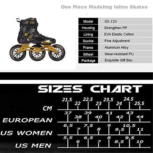 LIKU Performance 125 3WD Speed Inline Skates Unisex Black&Gold