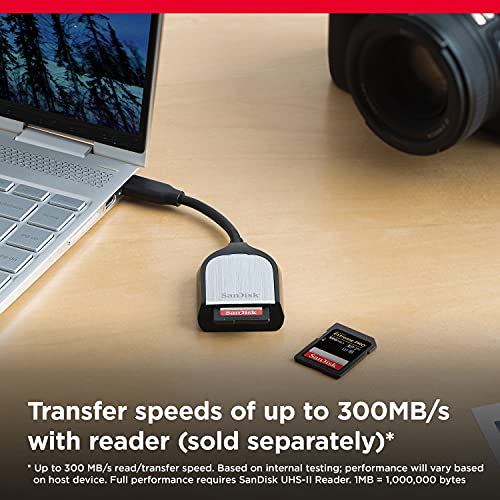 SanDisk Extreme Pro SDXC UHS II V90 SD Card 256GB, 300MB/s R, 260MB/s W