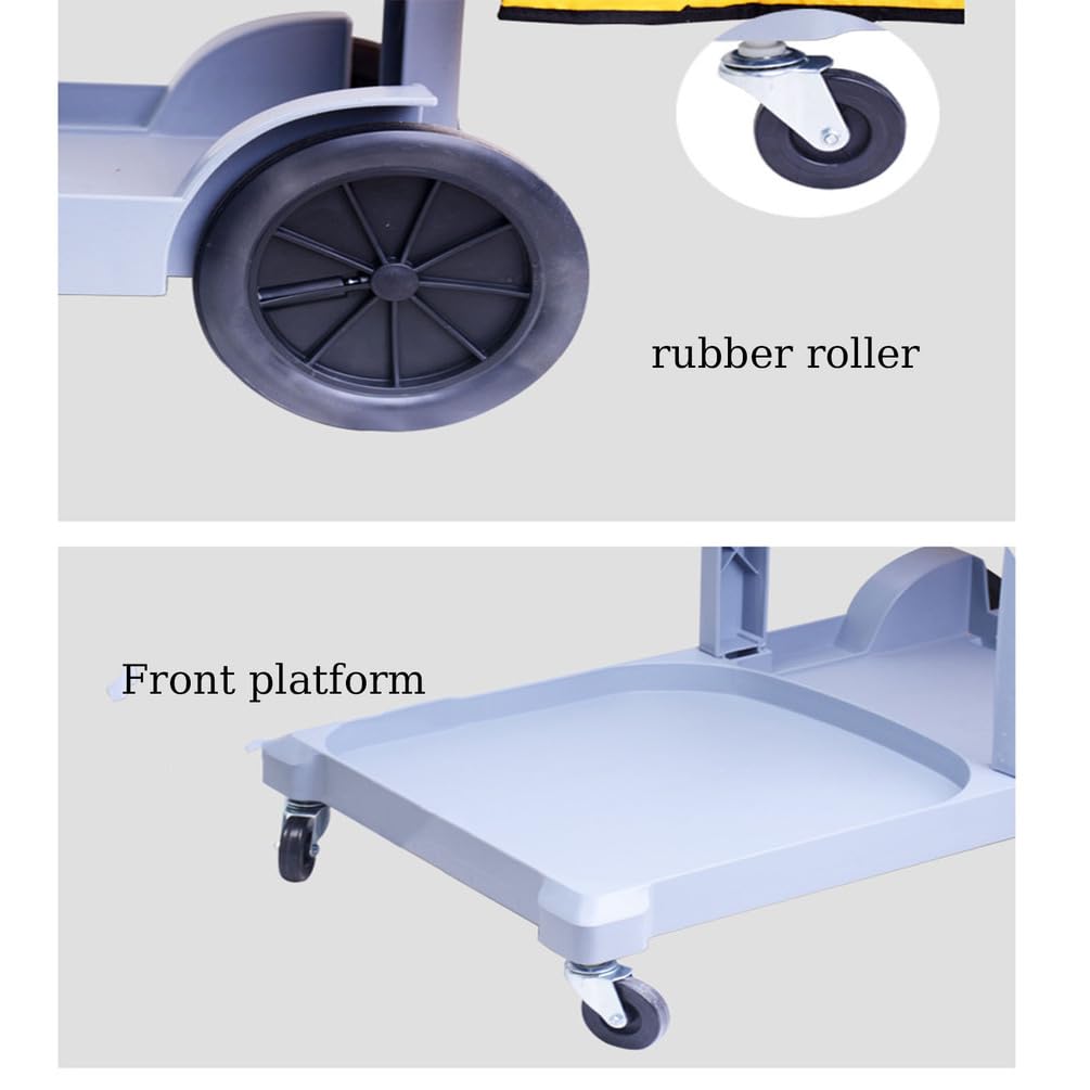 Carrito utilitario de limpieza multifuncional de 3 niveles con bolsa de basura extraíble para apartamentos, negocios, hoteles, diseño gris duradero