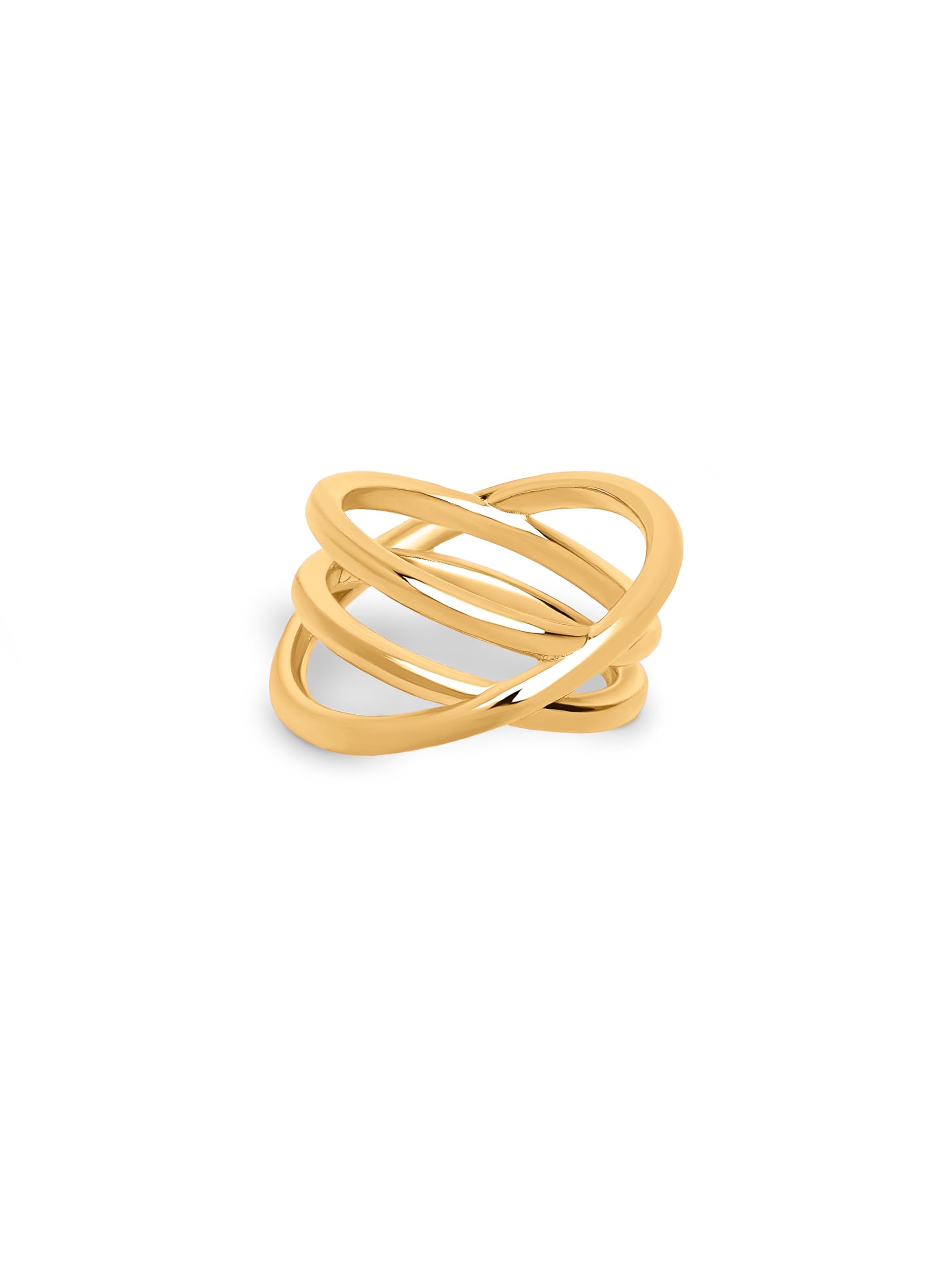 SINGULARU Anillo Trinity - Anillo Macizo - Anillo de Latón con Acabado Baño de Oro de 18 Kt. - Joyas para Mujer - Hecho en España - Varios Acabados y Tallas