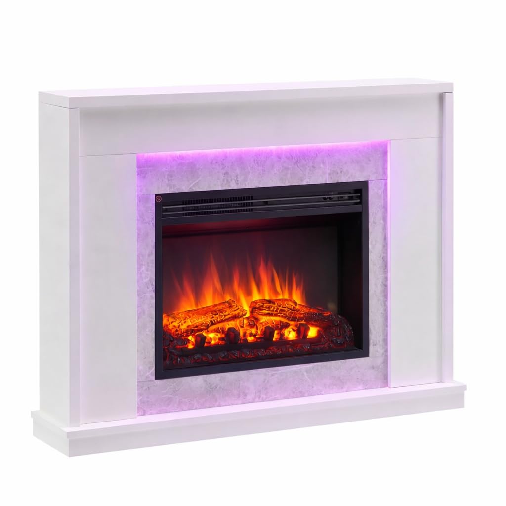  - Flamme Ecula Electric Fireplace With 43'' Surround With 2Kw Fireplace Heater White