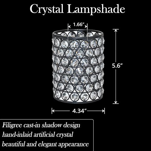 Image of 2 Pack Crystal Replacement Covers Metal Shade Pendant Ceiling Chandelier Wall Sconce Lamp Black Fixture