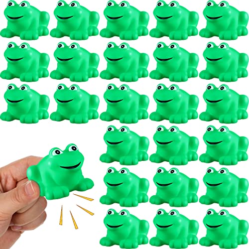 Zubebe Rubber Frogs Squeak and Floating Rubber Bath Toy Baby Shower Swimming Bathtub Toy for Shower Frogs Bathtub Birthday Party Decoration Boys Girls Bath Supplies(24 Pcs Frog)