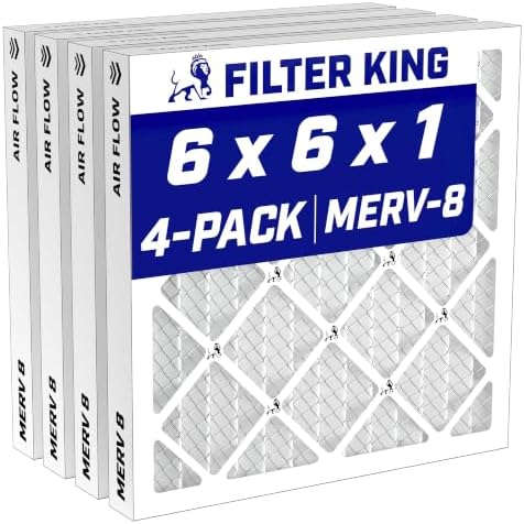 Filter King 6x6x1 Air Filter MERV 8, AC Furnace Filters (4-Pack)