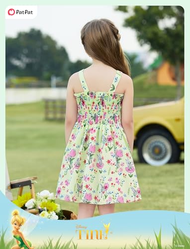 Image of Disney Princess Frozen Elsa Minnie Stitch Toddler Girl Dress Bow Tie Straps Smocked Summer Outfit Birthday Party Clothes 2-9Y