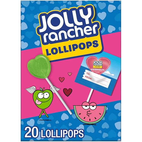 JOLLY RANCHER Assorted Fruit Flavored, Valentine's Lollipops Box, 9.2 oz (20 Pieces)