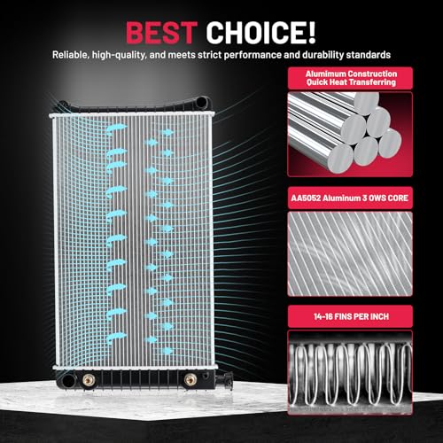 Image of BDFHYK 618 Aluminum Radiator for Chevy C /K Series 1500 2500 3500 1988-1995, for Chevy P30 1996-1997, for GMC C /K Series 1500 2500 3500 1988-1995, for GMC P3500 1996-1997, CU618 DPI618,OE 8010618