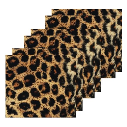 Haskirky Washcloths 6 Pack Leopard Texture Cotton Wash Cloths - 12 x 12 Inches Highly Absorbent Soft Face Towel Bath Quick Drying Hand Towels for Bathroom,Gym,Hotel and Spa