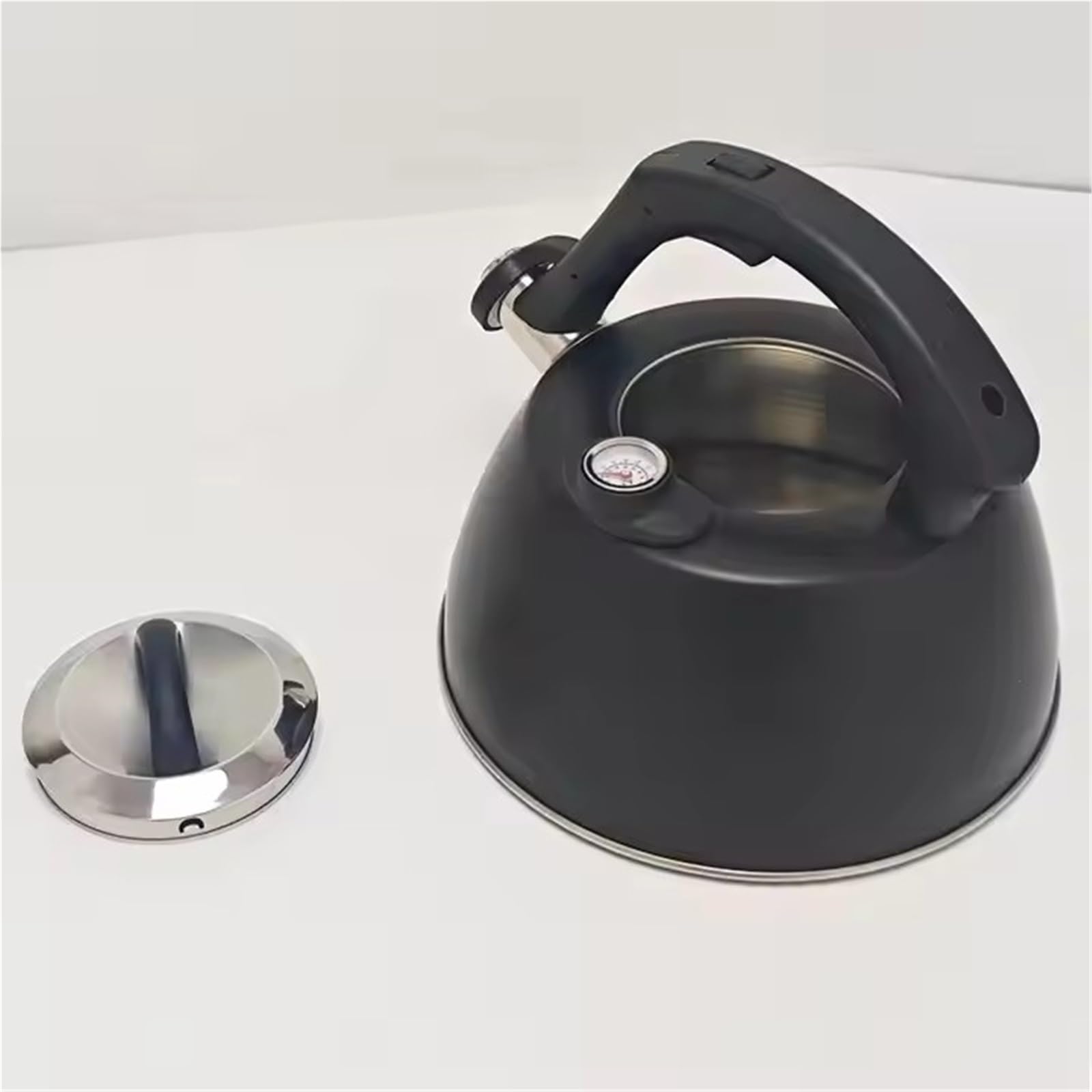 hervidor esmaltado, Tetera de acero inoxidable con termómetro(Black 2.5L)
