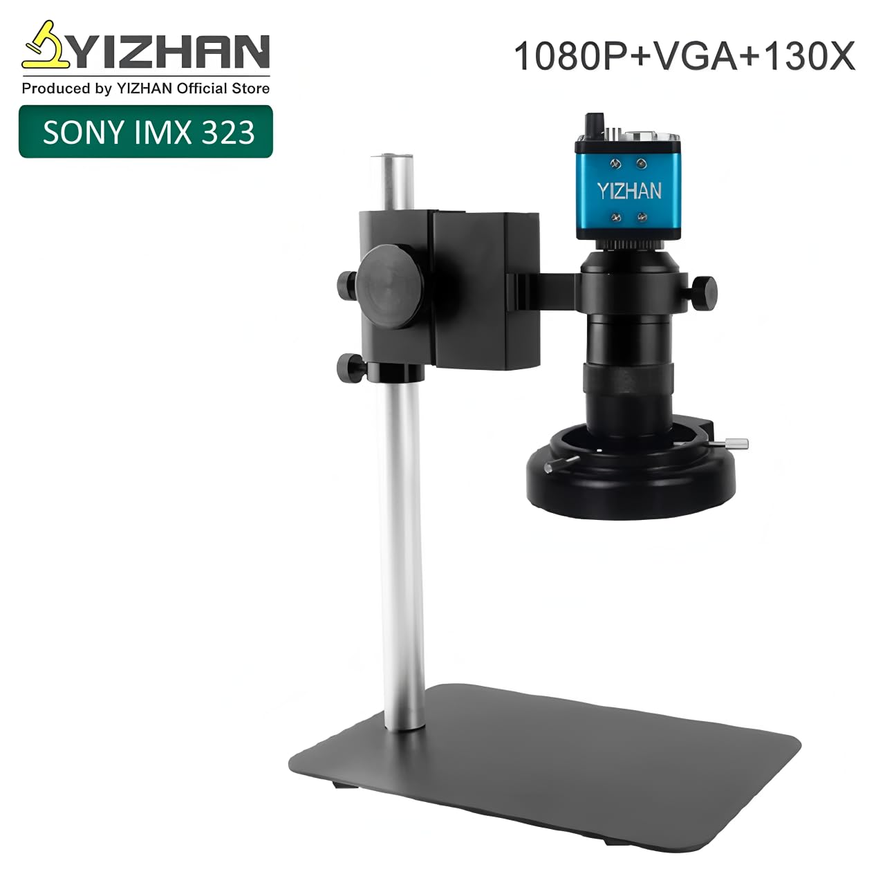 Lötmikroskop, 60 MP, 48 MP, 4 K, USB, HDMI, VGA, digitales Video, Monokular-Mikroskop, Kamera, Kontinuszoom, 180 x 215 x, Löttelefon-Reparaturwerkzeuge (1080p, VGA, 130x)