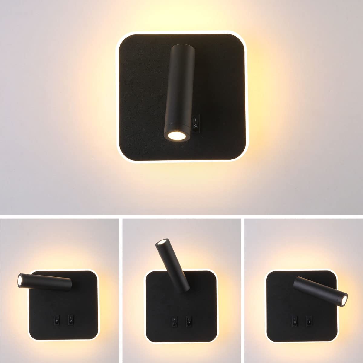 Wandleuchte Led Wand Scheinwerfer 330 ° Einstellbare Wand Lampen Nachts Leselampe, Moderne Quadratmauer Schwenkstrahler, Wohnzimmer Dekor Wandleuchten Schlafzimmer Sconces Kopfteillampe/Bla
