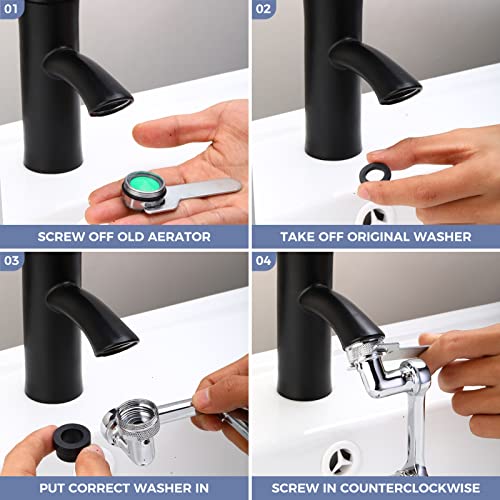 2Pcs Faucet Extender For Bathroom Sink With 2 Water Outlet Modes, Universal 1080° Rotating Robotic Arm Faucet Aerator, Brass Sink Faucet Attachment, For Kitchen & Bath Faucet Parts Replacement #TOP5