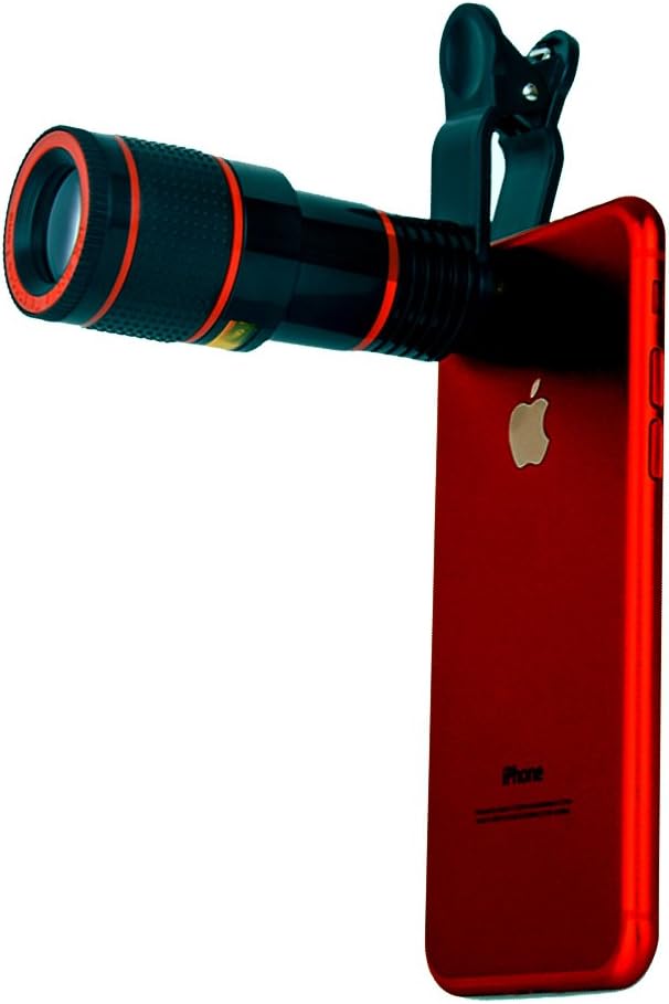 JAYLINNA 4 in 1 Smartphone Camera Lens Kits, Universal HD 12x Telescope 180 Degree Fisheye 0.45x Wide Angle 12.5X Micro Lens Cell Phone Telescope Sets for iPhone Samsung and More (12x,Black)