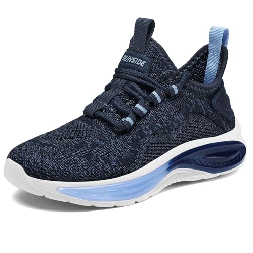 RUNSIDE Boys Girls Sneakers, Lace up Kids Tennis Shoes for Walking/Running Lightweight Breathable Gym Shoes Outdoor, Little Kid/Big Kid