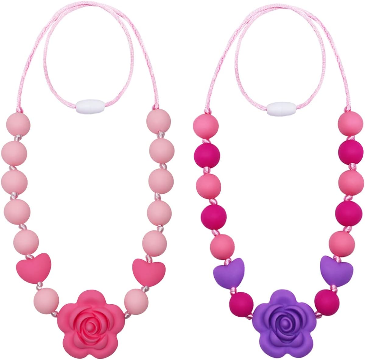 Chew Necklaces for Sensory Kids Girls Adults, Silicone Chewy Necklace Sensory Toys for Kids with Autism ADHD SPD, Oral Chew Toys for Toddlers Children Mouth Fidgets Tool - BPA Free