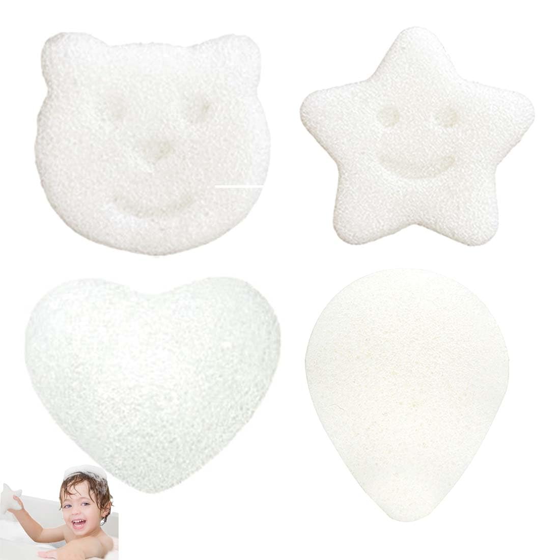 Esponja baño para bebé, 4 piezas Esponja ultra absorbente, Esponja infantil, Esponja para baño recién nacido, Ultra suave y suave, ideal para la piel para bañar a niños y recién nacidos