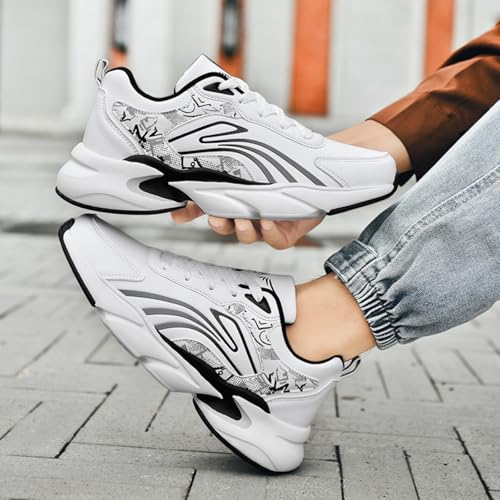 and Trendy High - end Large - Size Men's Platform Chunky Running Shoes, Comfy and Lightweight, Suitable for Casual Activities and Tennis - Related Sports (Black,11)2