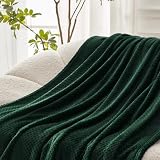 Exclusivo Mezcla Decke Kuscheldecke Flauschig Fleecedecke Wohndecke mit Waffelmuster, Leichte, Weiche und Warme Sofadecke Bettüberwurf, 150x200 cm Dunkelgrün