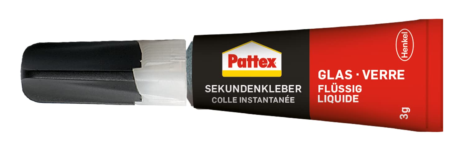 Pattex Sekundenkleber Flüssig, spülmaschinenfester Superkleber für viele Sofortreparaturen, schnelltrocknender farbloser Flüssigkleber, 12 x 10g